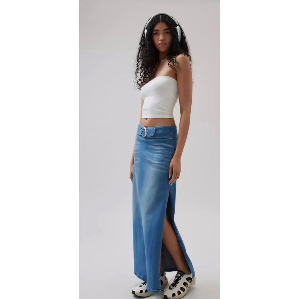 BDG Missy Low-Rise Denim Maxi Skirt
